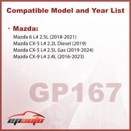EPAuto GP167 (CA12167) Engine Air Filter Replacement for Mazda CX-5 (2019-2025), CX-9 (2016-2023), 6 (2018-2021), Up to 12,000 Miles or 12 Months Protection - for Turbocharged Engine