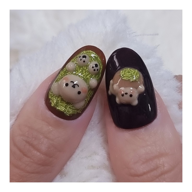 Dujjoni Bear handmade nail tip - Petit Round / 두쫀이