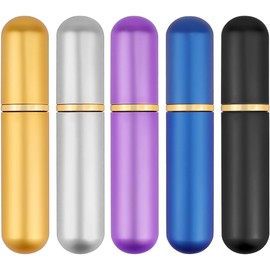 LNQ LUNIQI 5 Stück Aluminium Riechstifte für Ätherische Öle, Mini Naseninhalator Leer Inhalierstift Nachfüllbar Parfumzerstäuber mit Baumwolldochten