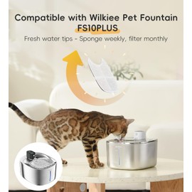 Filters Replacement Filter for FS10 Plus, 6 Layer Filter, Pet Drinking Fountain for 138 fl oz/4.1L FS10 Plus (White, 4 Filters + 16 Sponges + 4 Pump Filters)