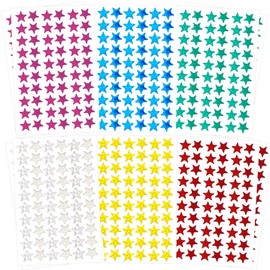 1620 Pcs Holographic Star Stickers 30 Sheets 6 Colors Foil Star Stickers for Kids Reward Behavior Chart Small Glitter Sticker for DIY Home School Classroom Decorations Student Teacher Supplies