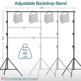 FUDESY Photo Video Studio 10 x 10Ft Heavy Duty Adjustable Backdrop Stand,Background Support System for Photography with Carry Bag, 6 Pcs Clip Clamps