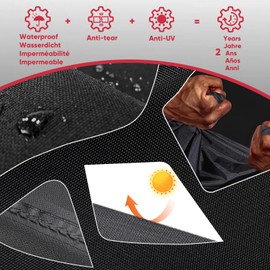 Turtle Life Garden Furniture Cover for Table and Chairs, Rectangular, Waterproof, Windproof, Oxford Protective Cover for Garden Furniture with Air Vents, Black, 183 x 122 x 74 cm