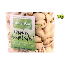 (Six) 10oz Gourmet Style Bags of Roasted Lightly Salted Californian Pistachios [60oz. / 3¾ lbs.]