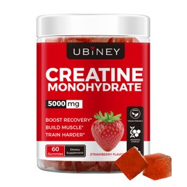 Creatine Monohydrate Gummies 5000mg – Sugar-Free, Vegan, Gluten-Free – Enhanced with Vitamin B12 & L-Taurine for Muscle Growth, Recovery & Strength – Delicious Strawberry Flavor, 60 Count
