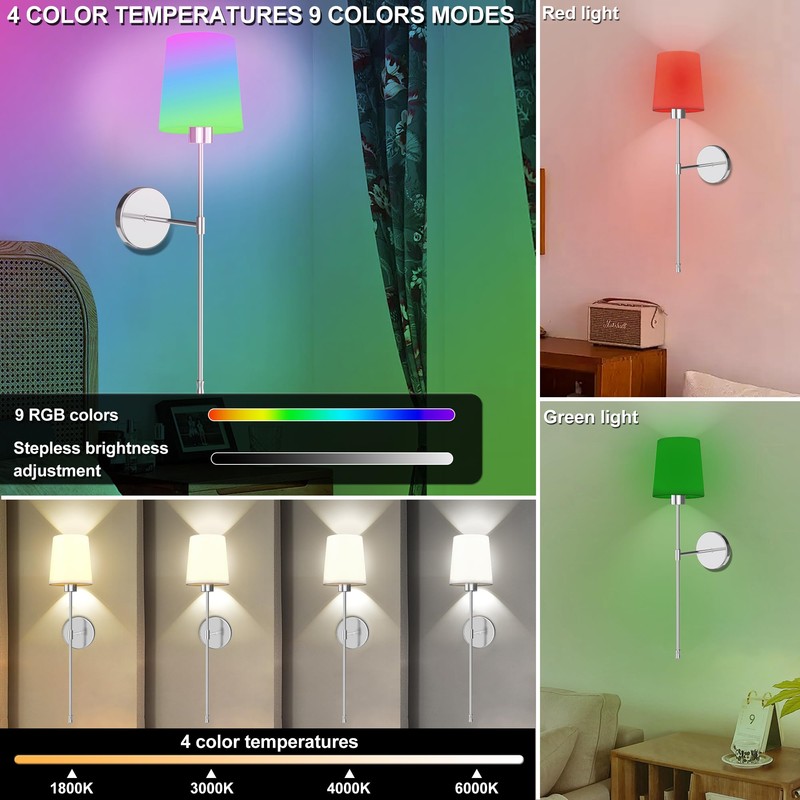 Battery Operated Wall Sconces - Set of 2 Wall Decor