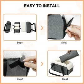 GeerDuo Center Console Dog Car Seat for Small Dogs, Dog Booster Seat with Upgraded Safety Tethers, Detachable Washable Pet Car Seat Travel Bed Under 25lbs