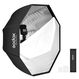 Godox 47.3" / 120cm Octagon Reflective Umbrella Silver with Carrying Bag Portable Octabox for Studio Photography Flash Speed Light