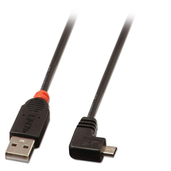 Lindy 2m USB Micro-B Cable, 90 Degree Right Angle (31977)