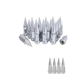 14mmx1.5 Wheel Spike Lug Nuts, Set of 20 Chrome M14x1.5, Cone/Conical Bulge Seat,Closed End Nuts Extended Spike Tuner Wheel Rim Lug Nuts Tire Screw Refit with Gift Set 4pcs Aluminum Tires Valve Stem