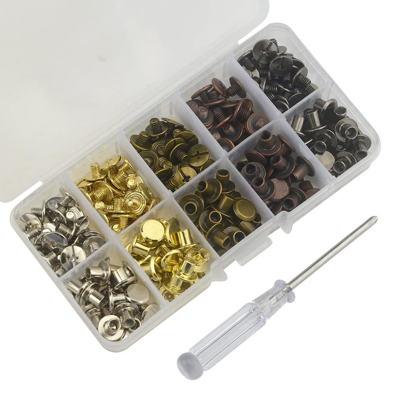 XINMEIWEN 100 Sets Chicago Screws Assorted Kit Double-Sided Leather Screw