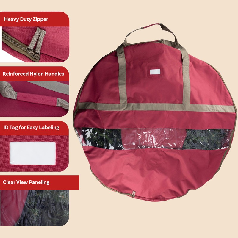 Wreath Storage Container - Canvas Bag with Clear Window and