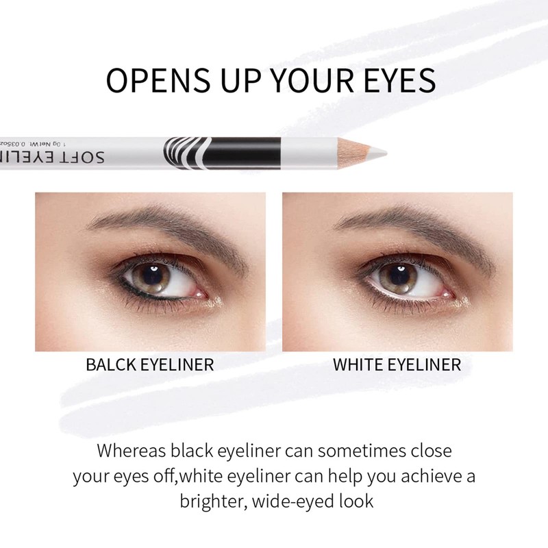 White Eyeliner Pencils, 12PCS Professional Highlighters Eye Liner Pencils Eye