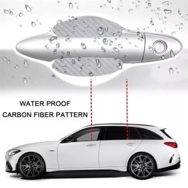 Door Protection 4 Silver Carbon Fiber Truck Car Door Handle Protector Anti-Scratch Small Size