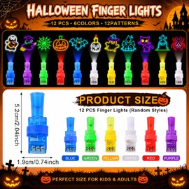 12 Pcs Halloween Finger Lights, Halloween Trick Or Treat Goodie Bag Fillers