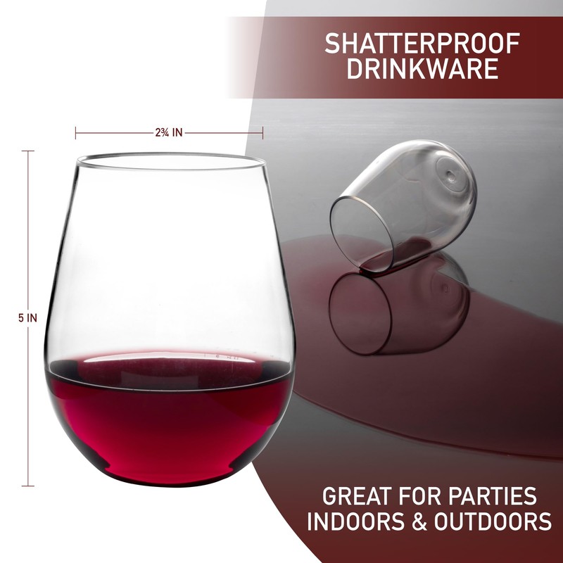 D'Eco Unbreakable Tritan Wine Glasses, 20 oz (Set of 8)