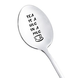 Tea Birthday Gift for Tea Lover Gifts Spoons for Women Men Tea is a Hug in a Mug Spoon for Papa Daughter Christmas Gifts for Tea Drinkers Lovers Nana Friends Engraved Tea Spoon