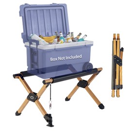 Ablazer Folding Cooler Stand with Carry Bag, Anti-Slip for Camping Hiking Picnic Outdoor, Aluminum Ice Box Holder Light Weight Wood Grain Fridge Holder, 25.8" x 15.8" x 14.4"
