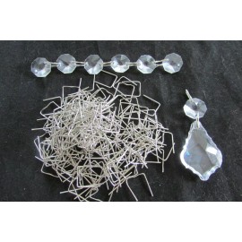 Unbranded 100- SILVER STRIP CONNECTOR  PINS 1" (25 mm) CHANDELIER LAMP BEAD PRISM CRYSTAL
