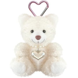 YJUBAOA White Plush Bear Soft Teddy Bear Keychain Animals Key Ring Plush Stuffed Animal Car Key Holder for Girls Women Gift