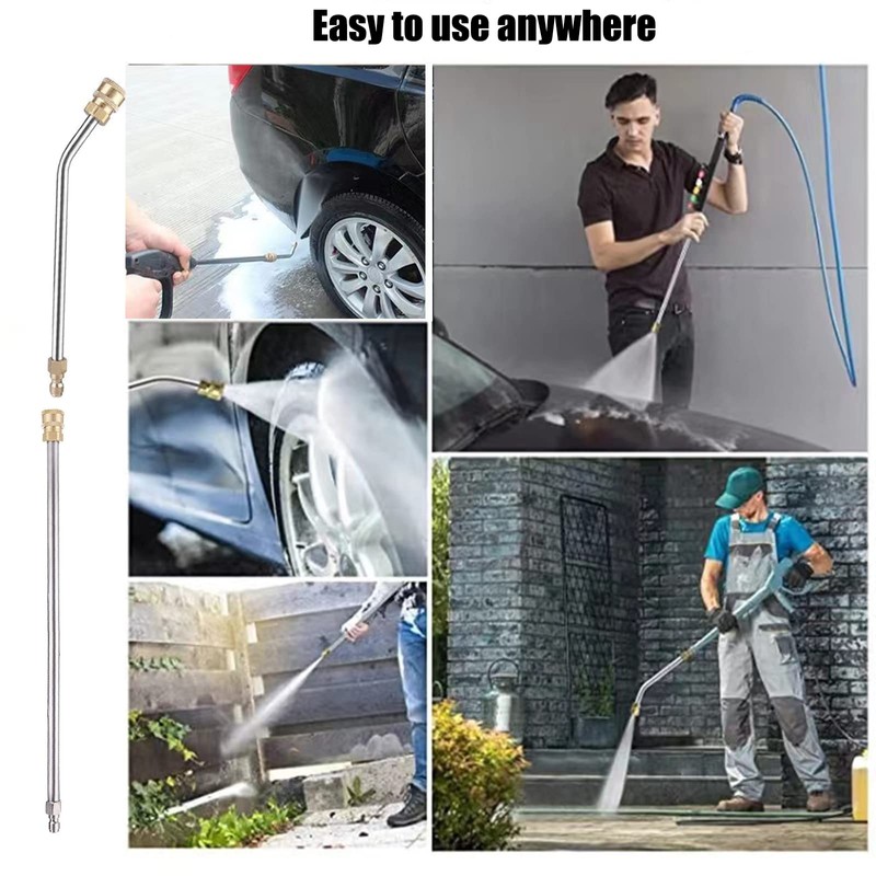 2Pcs Pressure Washer Extension Wand, Extension Lance (13.4"/34cm) + 30°Curved