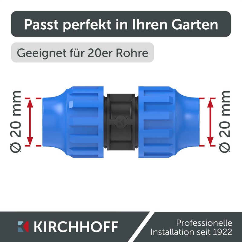 Kirchhoff Fitting Connector Plastic 20 x 20 mm for HDPE
