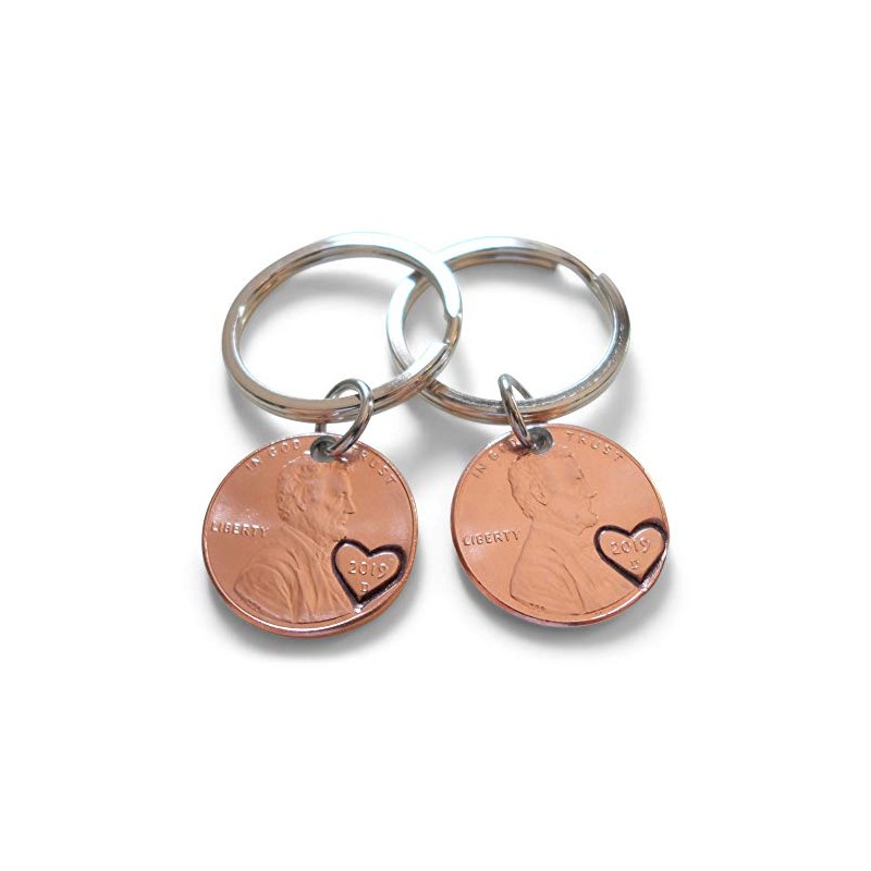 Double Keychain Set 2019 US One Cent Penny Keychains with
