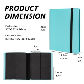 RECUTMS Card Binder, 160 Pockets Collectible Trading Card Albums for Collectible Cards, Side-Loading Card Collection Folder for Game Cards, Sport Cards, 3 inch Photos (Blue)