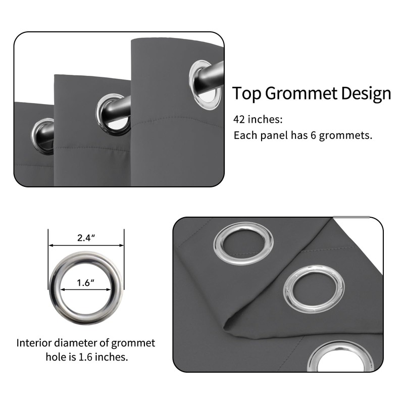 Easy-Going Blackout Curtains for Bedroom, Solid Thermal Insulated Grommet and