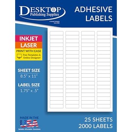 80up 1 3/4" x 1/2" Return Address Labels - 25 Sheets / 2000 Labels