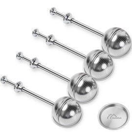 Numola Long Handle Tea Ball Stainless Steel with Drip Trays, 4Pcs Premium Tea Infuser Filter for Loose Leaf Tea, Reusable Fine Mesh Tea Interval Diffuser Strainer for Cup and Teapot