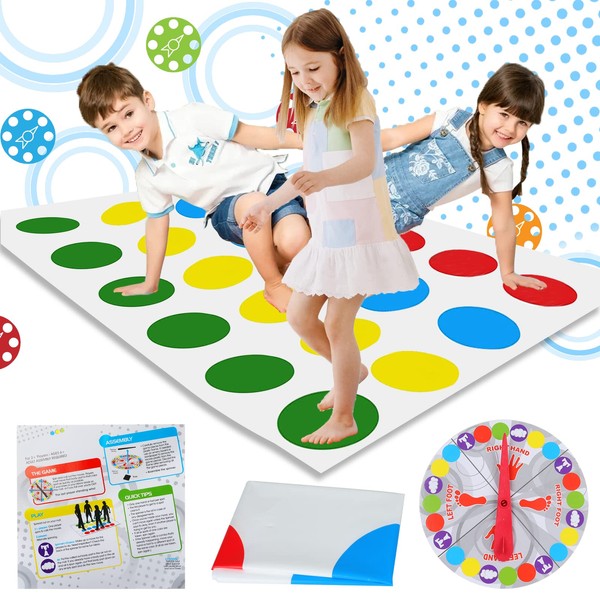 Twister Game for Children and Adults, Twister Game from 6 Years, Children's Birthday Games, Outdoor Games for Children, Floor Game with Play Mat, Skill Game, Family Game, Party Games