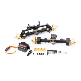 RCAWD SCX24 + 6 mm de ancho delantero trasero juego de eje y servo de dirección y rueda hexagonal de latón para la serie Axial 1/24 SCX24 actualización parte
