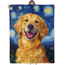 Bidesk Cute Golden Retriever Dog Blanket Soft Cozy Flannel Starry Night Throw Blanket for Women Adults Kids - Warm Yet Lightweight Blankets for Travel, Bed, Couch, Fuzzy Outdoor Comfort Wrap 60"×50"