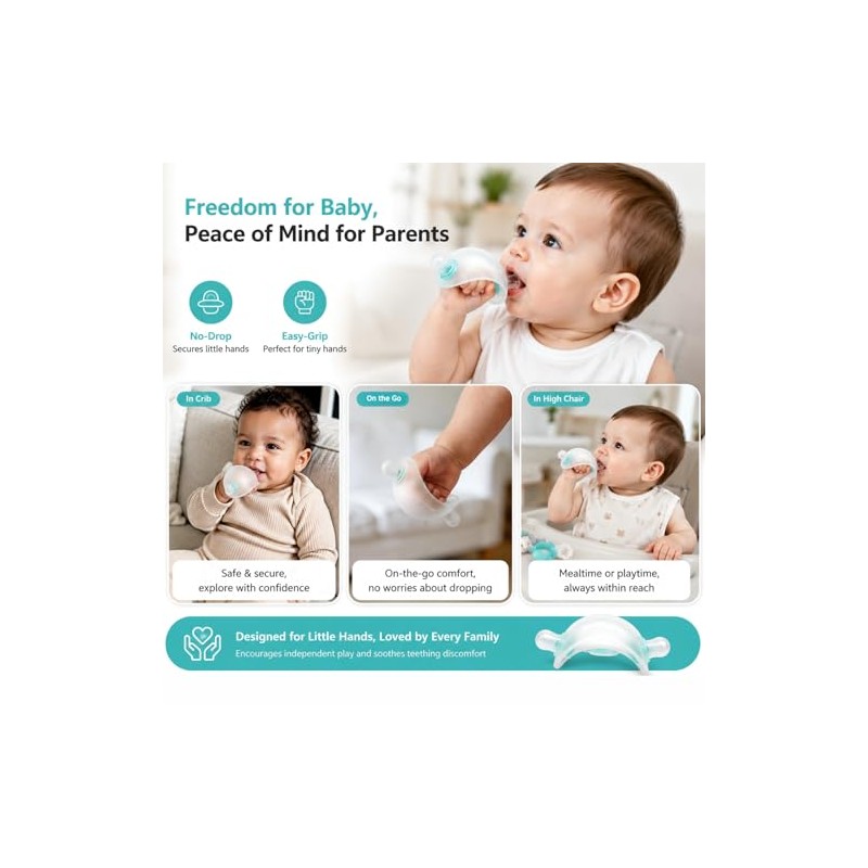 Garkoko Baby Teething Toys, No-Drop Silicone Baby Teether Toy for