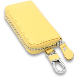 Negs-S Key Case, Men's, Women's, Smart Key Case, Compatible with Smart Keys, Car, Leather, Card Slots Included, yellow