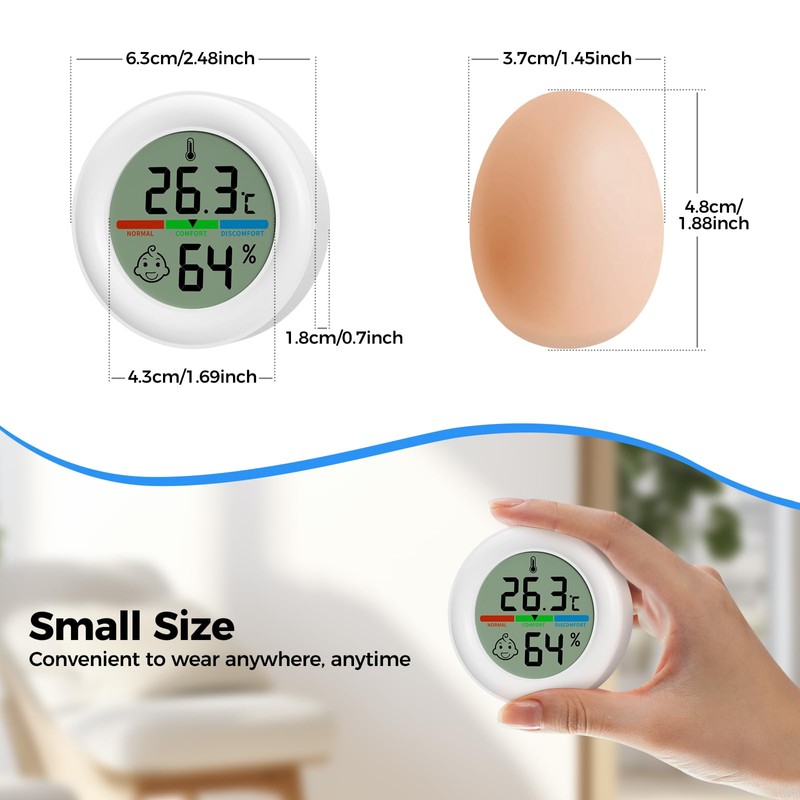 Yomisee Mini Hygrometer Indoor Thermometer Pack of 2 Humidity Meter