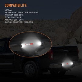 StylinPro LED License Plate Lights - Lens Tag Lights Rear Lamp Socket Wiring Harness Black Housing Assembly Compatible with Nissan Frontier Armada Titan Xterra, Suzuki Equator Pickup Truck, Pack of 2