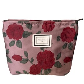 Large Makeup Bag for Women,Travel Cosmetic Bag Make-up Pouch Portable Versatile Zipper Toiletry Storage Bags for Purse,Roses