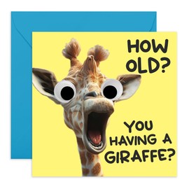 Central 23 Birthday Greeting Card - 'HAVING A GIRAFFE' - Perfect for Celebrating with a Fun, Giraffe-Themed Twist - Ideal for Adding a Touch of Humor and Joy to Any Birthday - Comes With Stickers