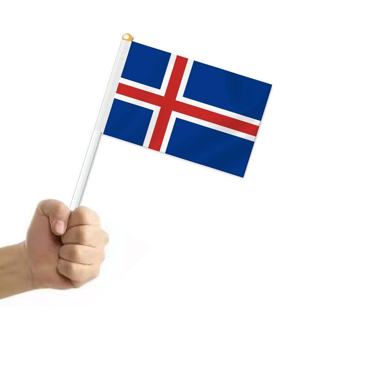10 PCS Iceland Handheld Small Flag, Icelanders Hand held Mini