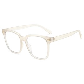PANNER Oversized Square Blue Light Blocking Glasses for Women Men Anti Glare Reduce Eyestrain Computer Glasses(Cream)