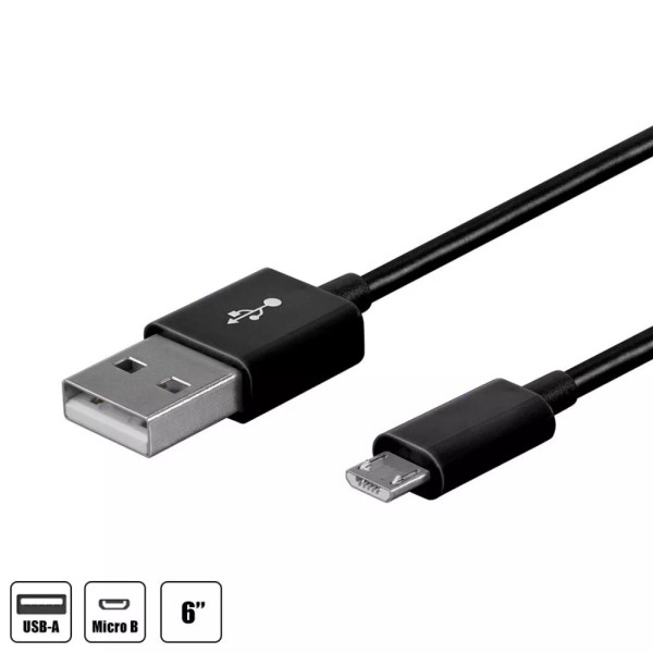 Universal 6" USB A 2.0 to USB Micro-B Charge Sync
