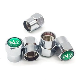 Tapones Godeson para válvula de neumático, de latón chapado en cromo, con etiqueta de espiguilla, 5 unidades por juego, Verde, 0.53 inch