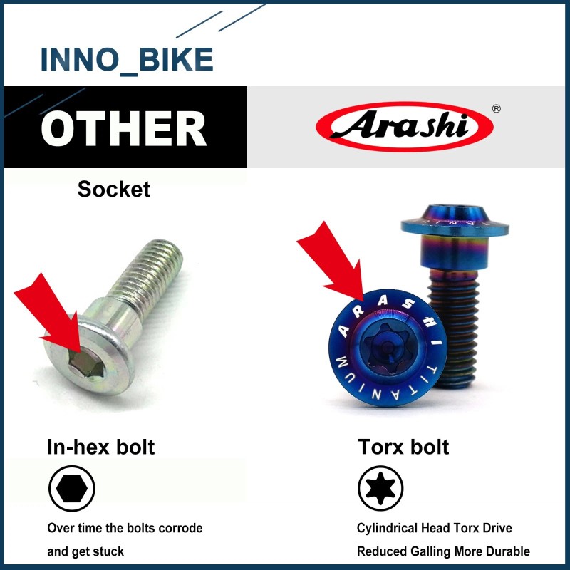 Arashi Rear Brake Disc Rotor Bolts Screws For Yamaha YZF