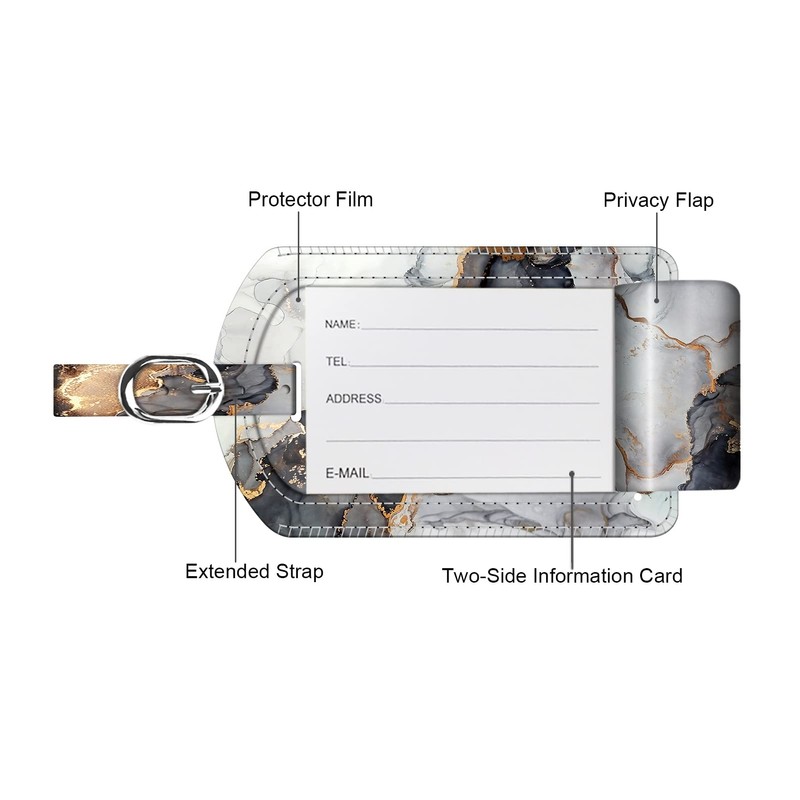 [2 Pieces] Fintie Faux Leather Suitcase Tag, Luggage Tag, ID