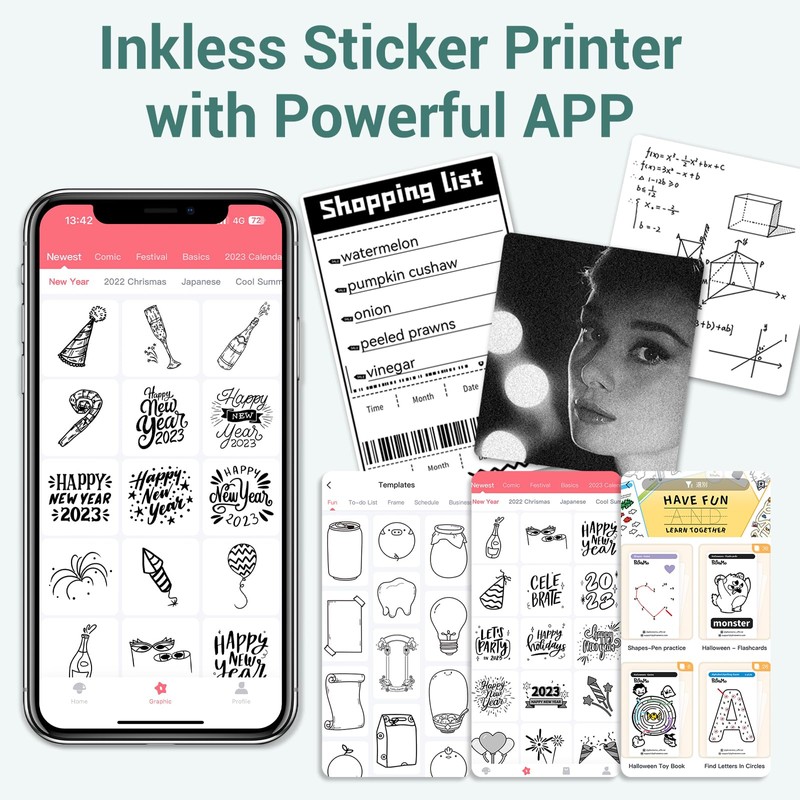 Print Pod Mini Printer, Inkless Sticker Printer, T02 Portable Thermal