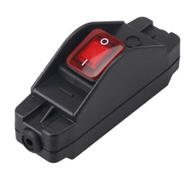 Yibuy IP65 16A 220V On/Off Tomato Color Button Inline Cord Switch for Electrical Appliances Black