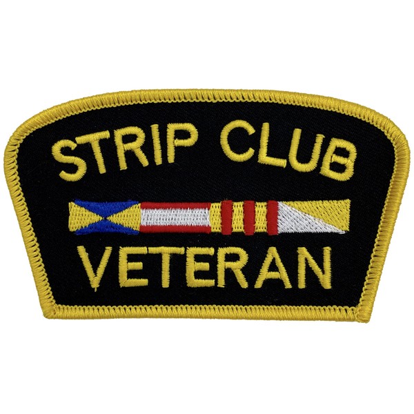 Strip Club Veteran Patch w/Iron-On Adhesive | Funny Novelty Military