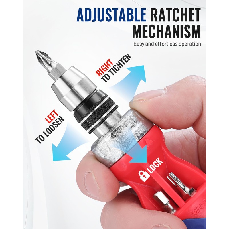 WORKPRO 12-in-1 Stubby Ratcheting Multi-bit Screwdriver, Short Screw Drivers with